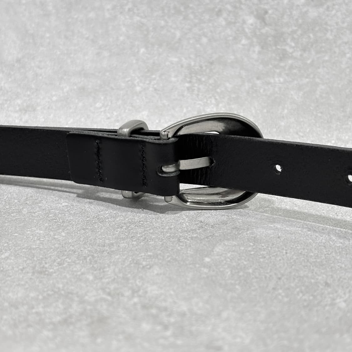 Oribell 라운드 볼드 버클 이탈리아 소가죽 웨스턴 벨트 블랙 상품이미지7