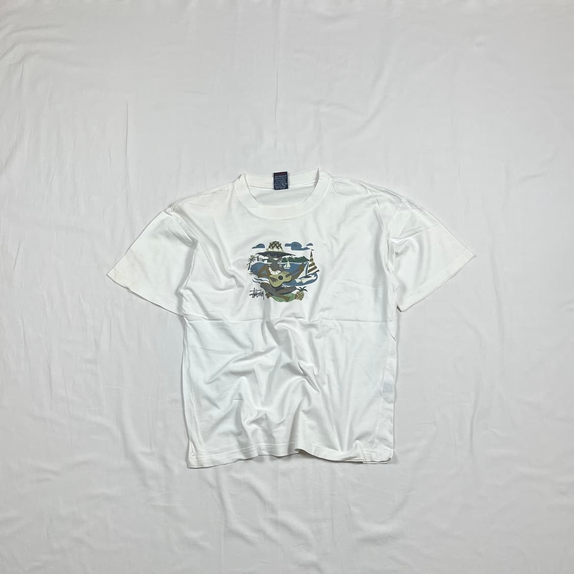 90‘s 스투시 stussy 알로하 프린트 반팔티 상품이미지1