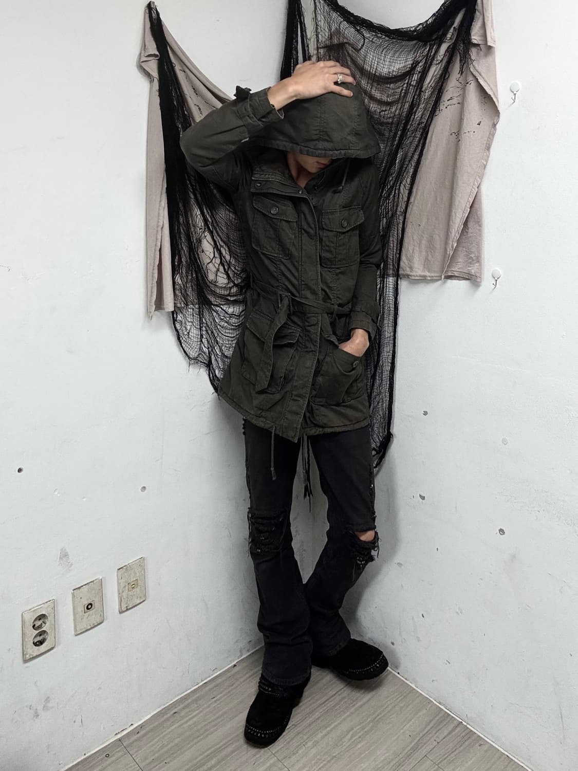 Grunge Mood Gimmick Design Over-Hoodie J 상품이미지1