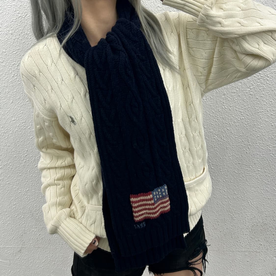 폴로 랄프로렌 성조기 네이비 니트 머플러 상품이미지1