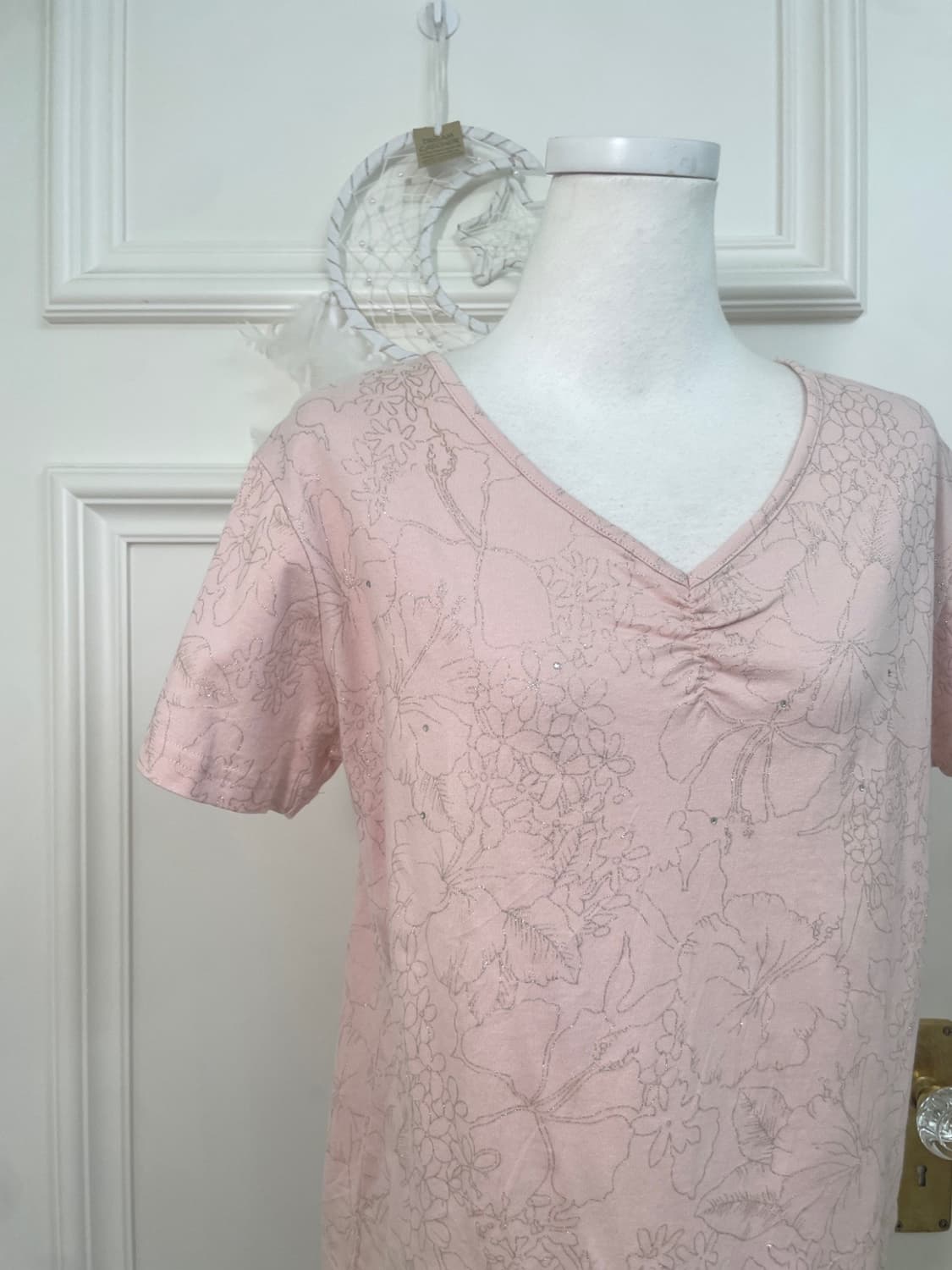 pink glitter line flower cubic half top 상품이미지6