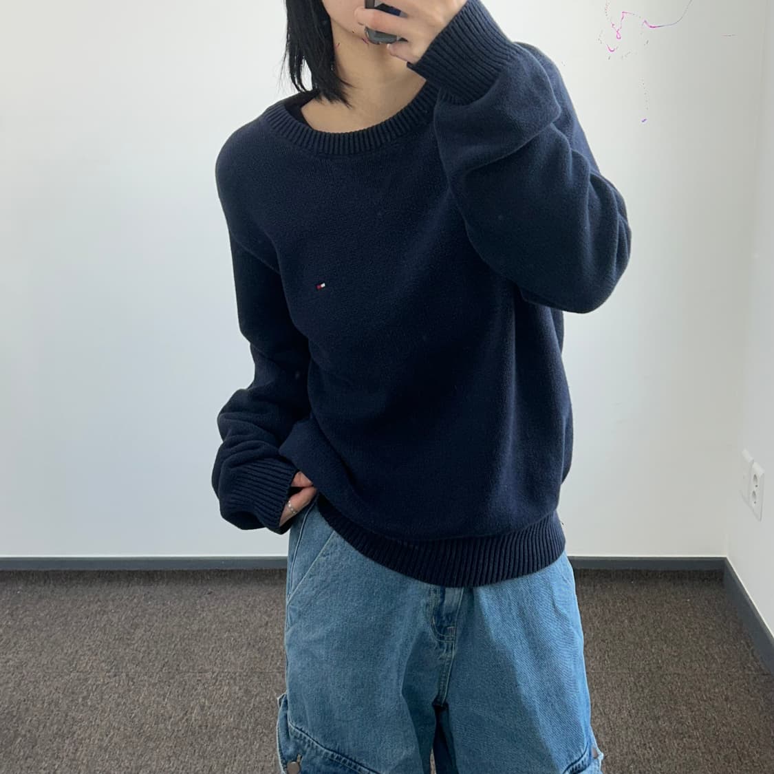 Tommy hilfiger 타미힐피거 스몰로고 네이비 니트 상품이미지2