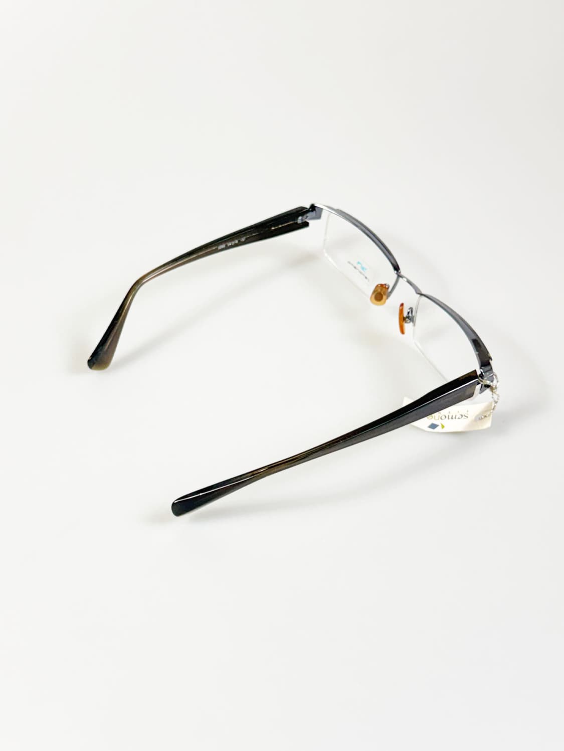 SEMONEMO 건메탈 반무테 스퀘어 빈티지 안경 상품이미지4