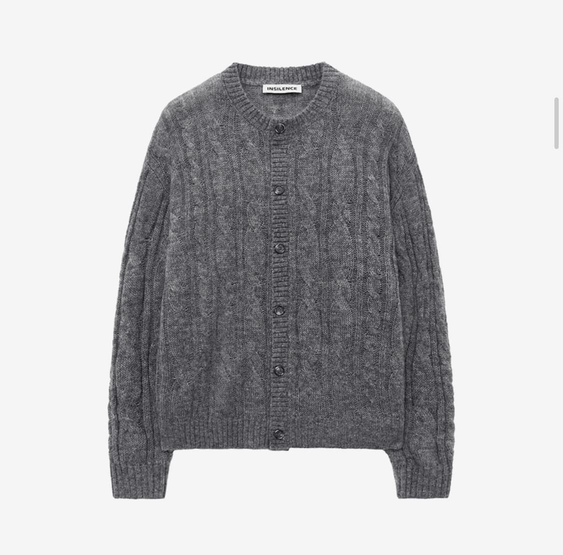 인사일런스 시어드 케이블 카디건 MELANGE GREY L사이즈 상품이미지1