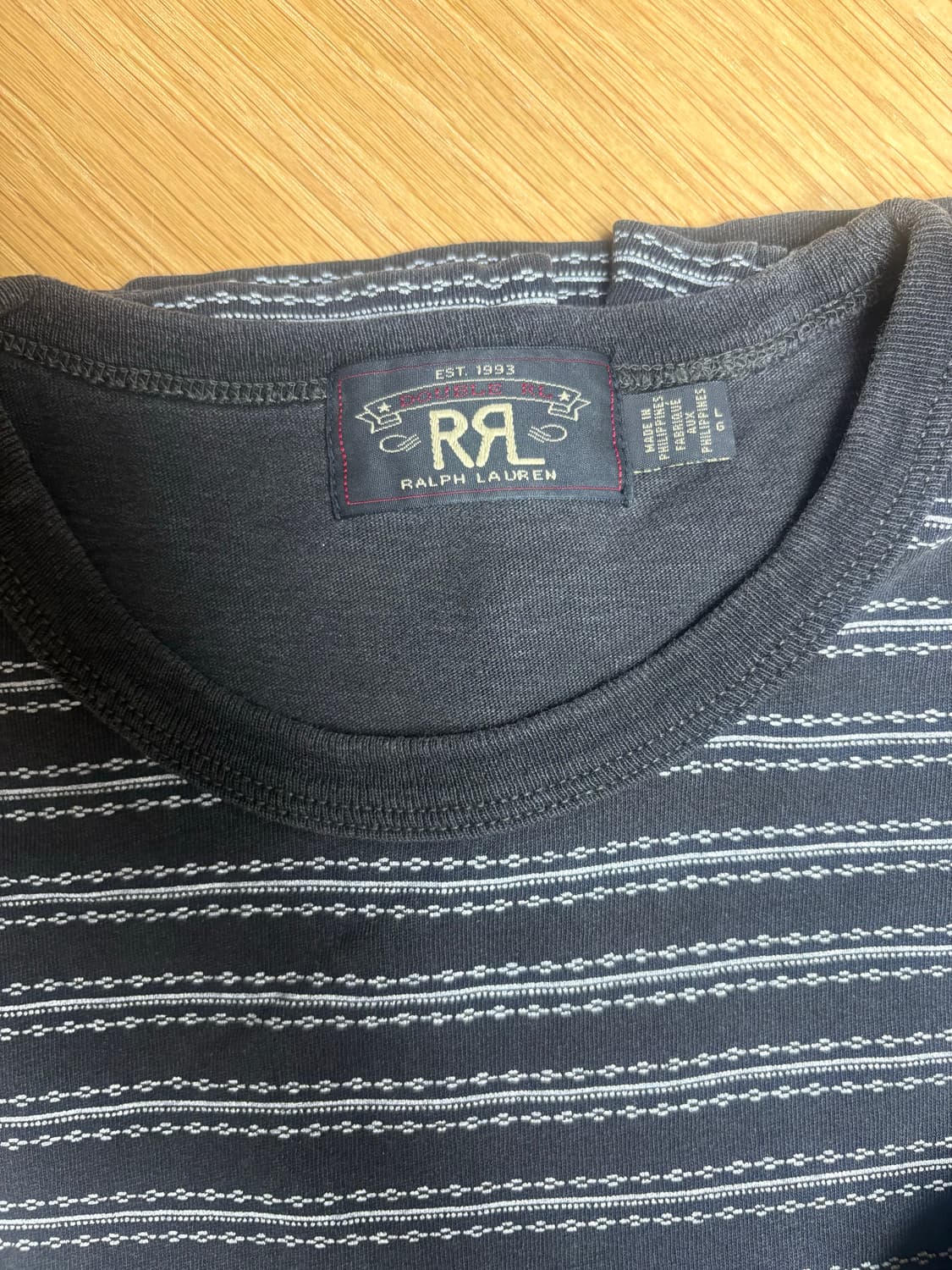RRL 인디고 스트라이프 저지 티셔츠 블랙 멀티 L 상품이미지1