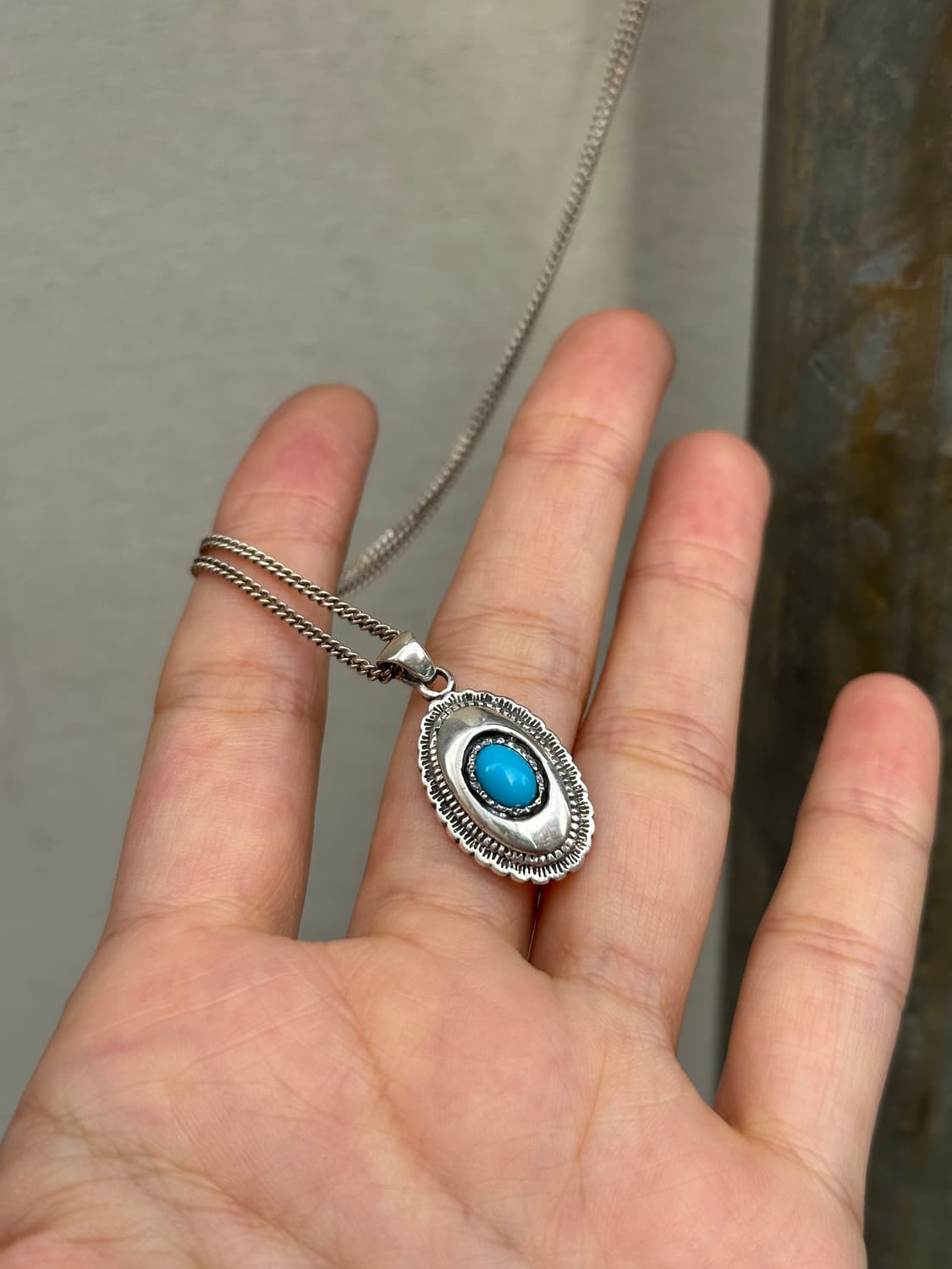 Turquoise Shield Oval 925Silver Necklac  상품이미지2