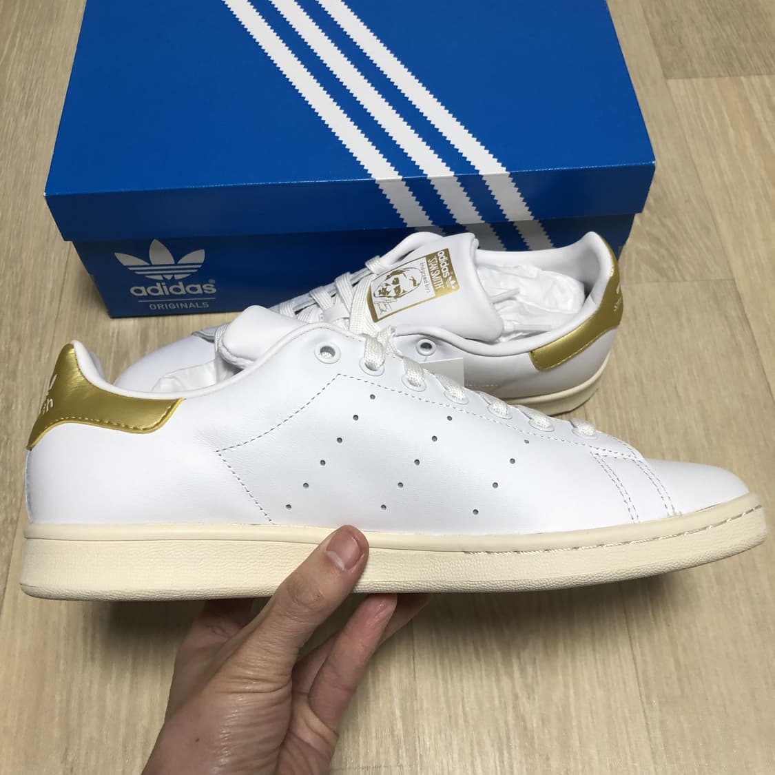 (275) 새상품 아디다스 adidas 스탠스미스 화이트 골드 리얼레더 상품이미지2
