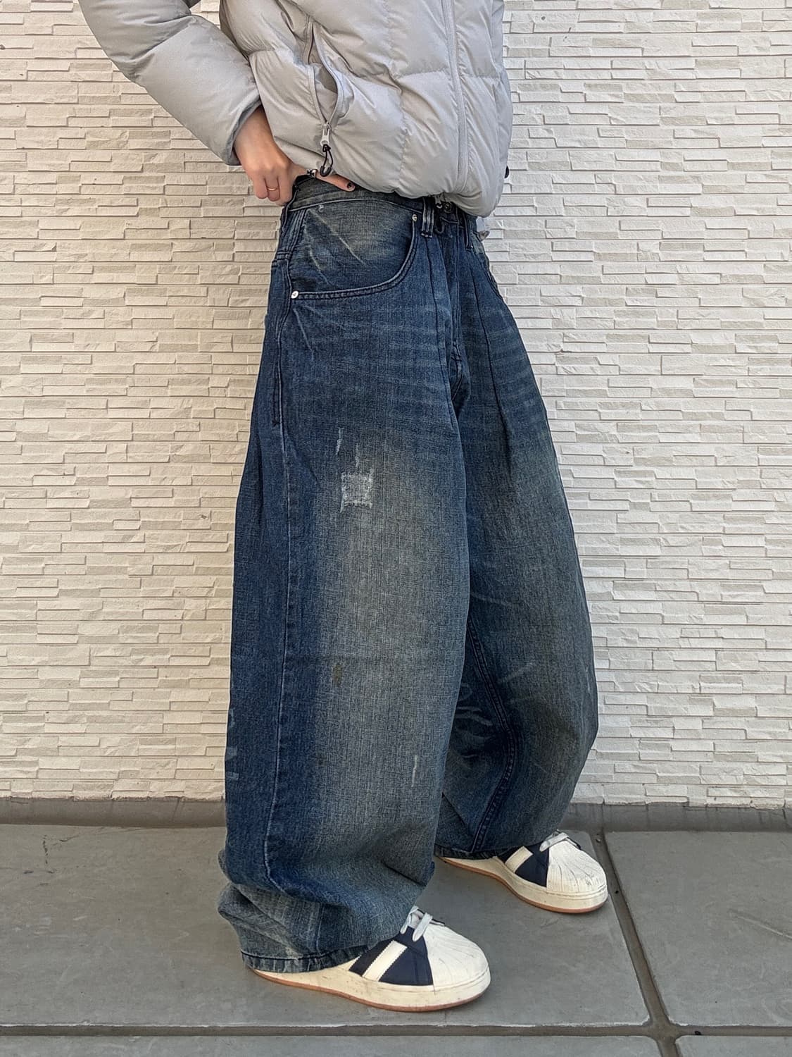 90s ROCAWEAR 올드스쿨 다크 인디고 오버 와이드 데님 팬츠 상품이미지2