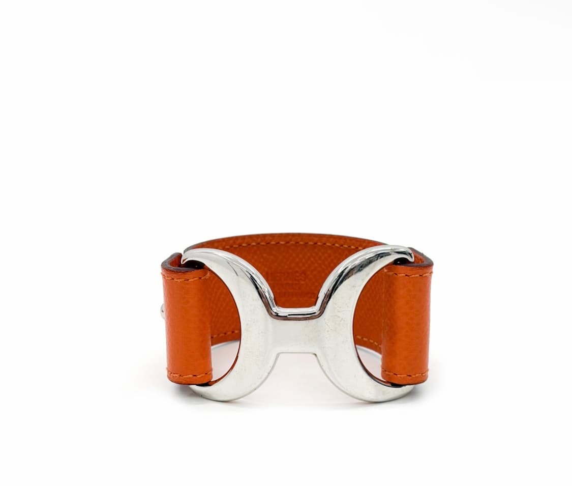 [XS] 에르메스 여성 레더 파반느 H 버클 브레이슬릿 팔찌 오렌지 은장 상품이미지1