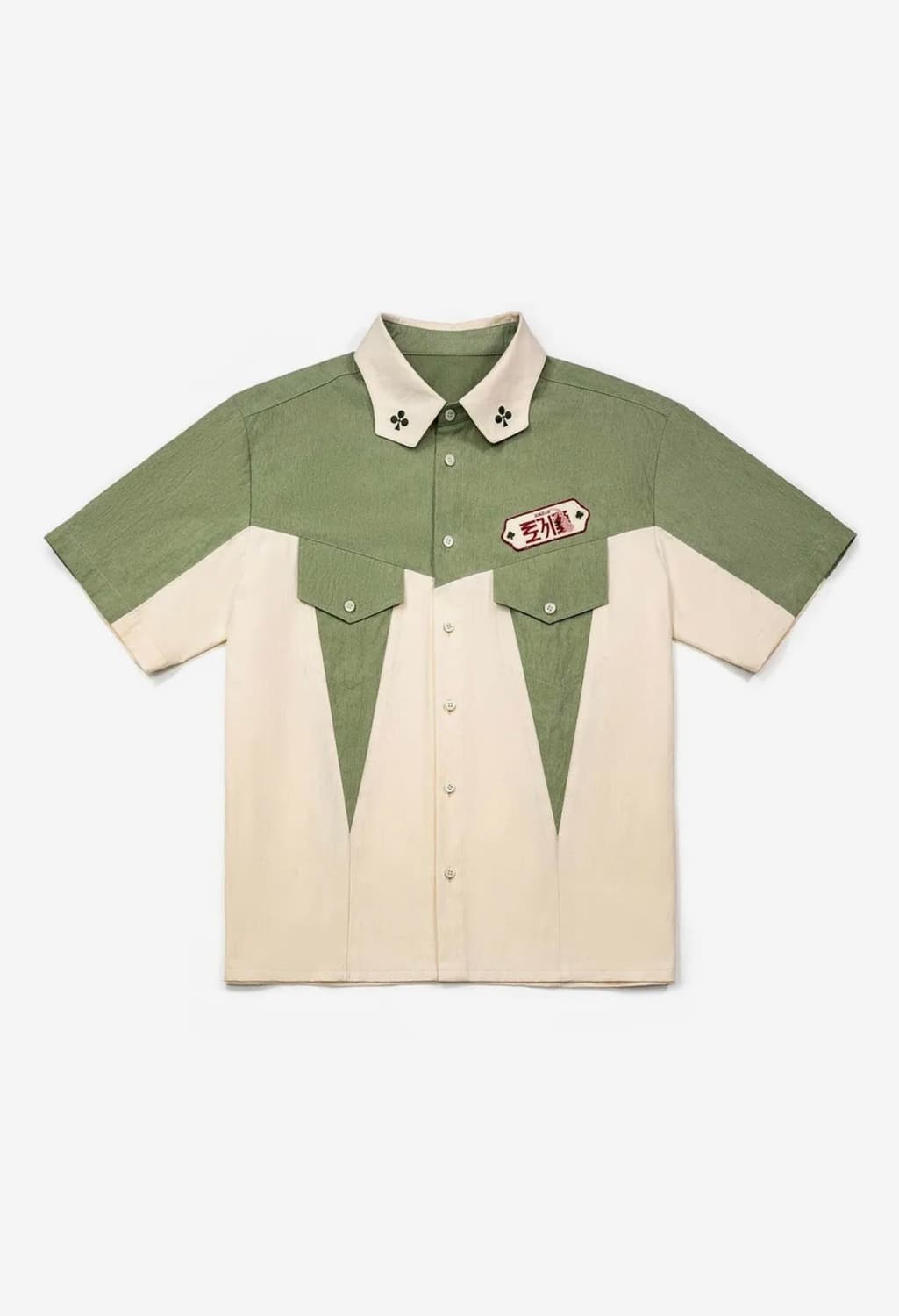2) 이외들 토끼풀 패치 볼링셔츠 그린 상품이미지2