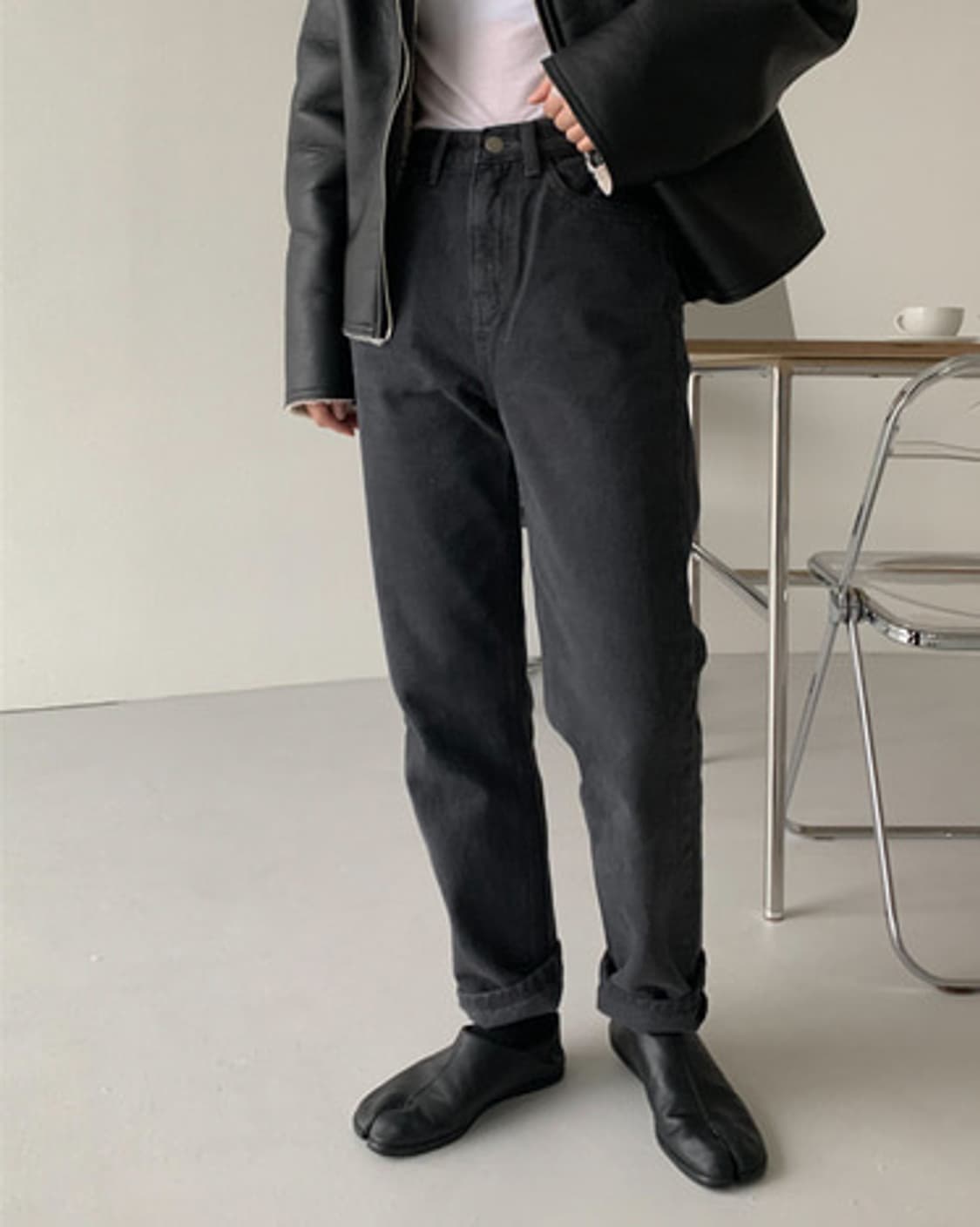 메리동 마켓 그레이 일자데님 (다크 그레이) 키작녀 아담녀 데일리 이하경 상품이미지1
