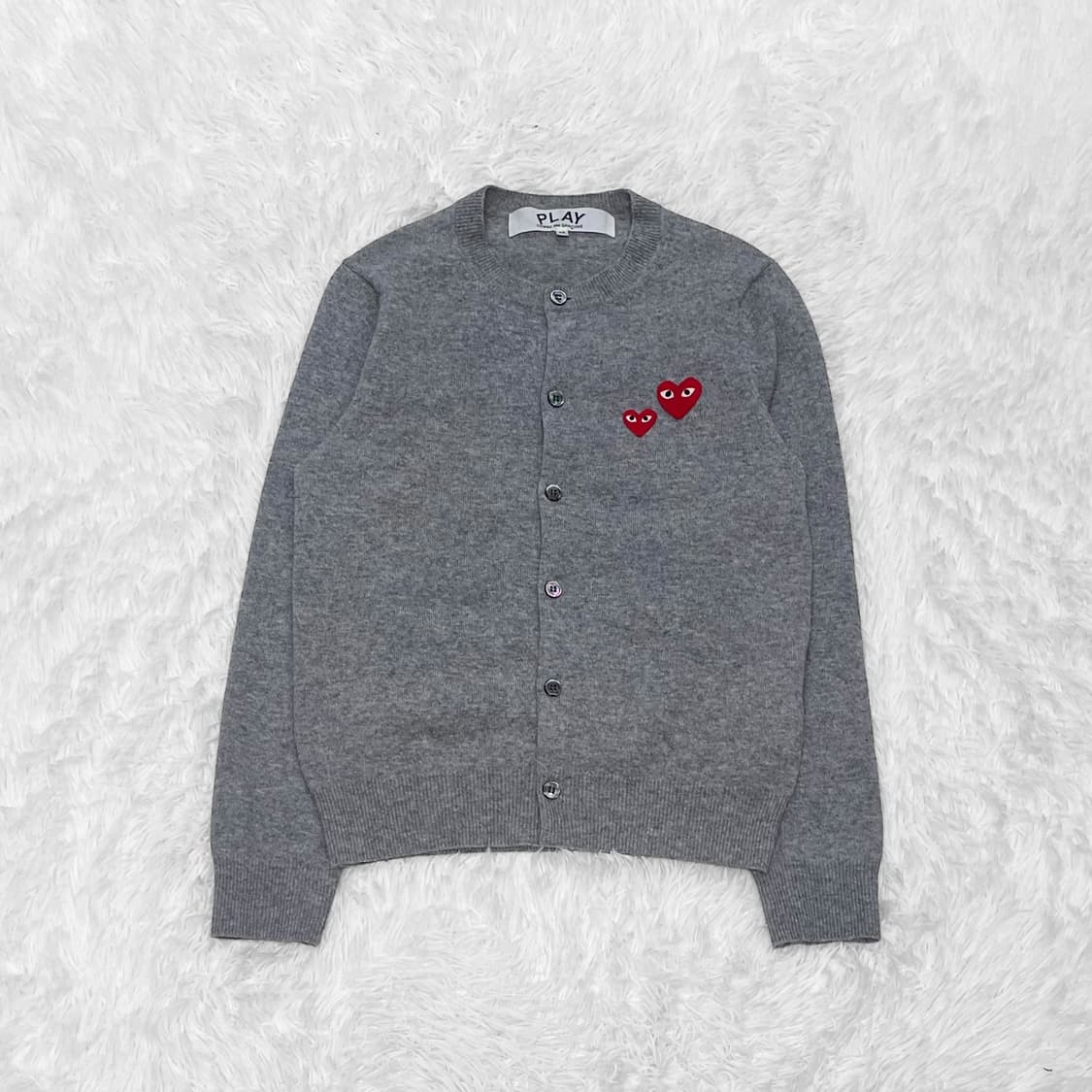 꼼데가르송 더블 하트 울 라운드 가디건 그레이 상품이미지2