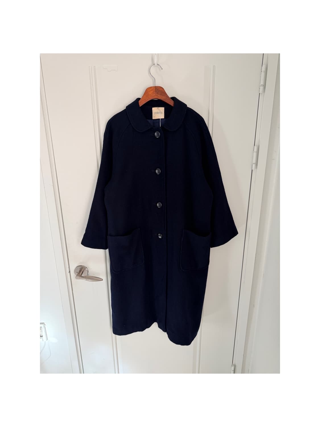 일본빈티지 울90 오버사이즈 네이비 롱코트 상품이미지2