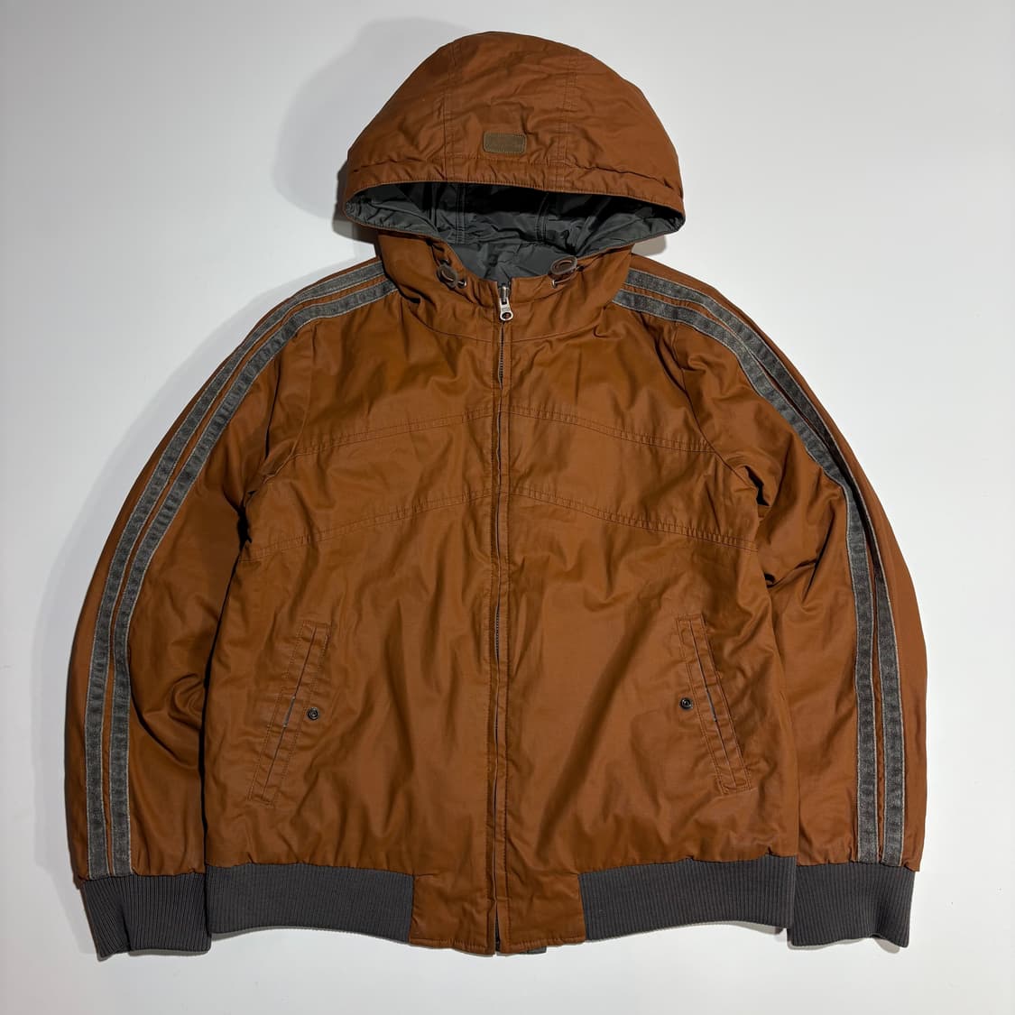 빈티지 브라운 라인 리버시블 후드 집업 자켓 상품이미지1