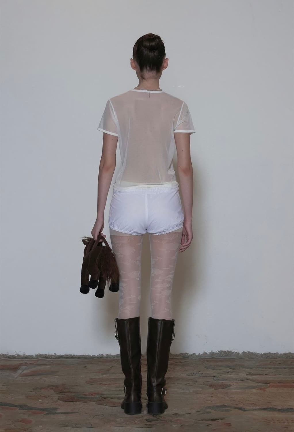 스컬프터) 시스루 크롭 탑 티셔츠 상품이미지6