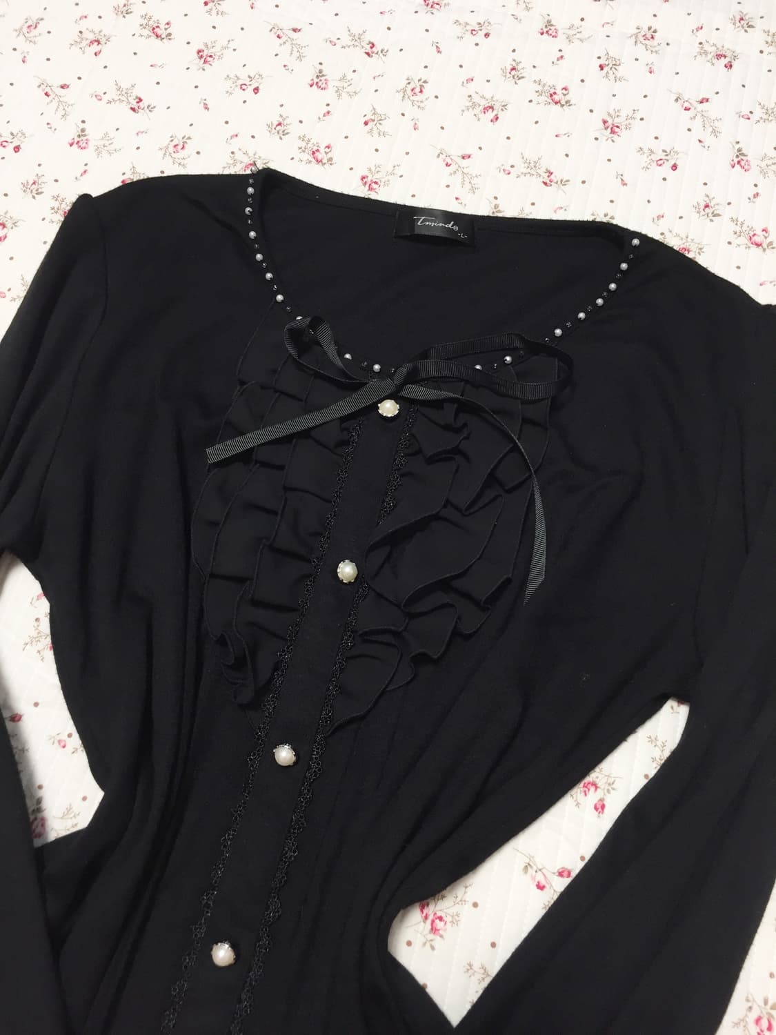 빈티지 갸루 블랙 프릴 로걀탑 상품이미지2