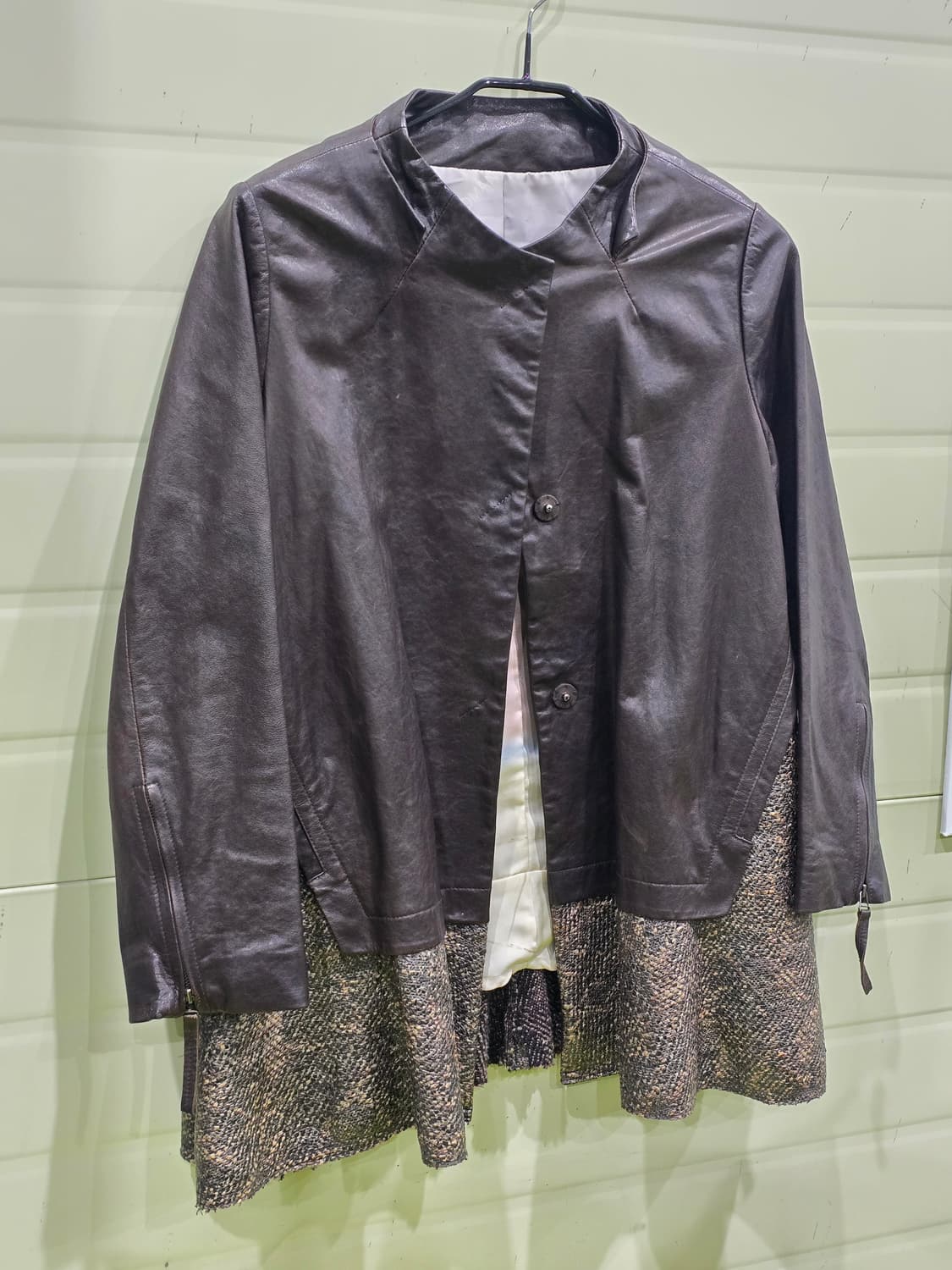 가죽과 패브릭이 믹스된 유니크한 자켓 66 상품이미지2