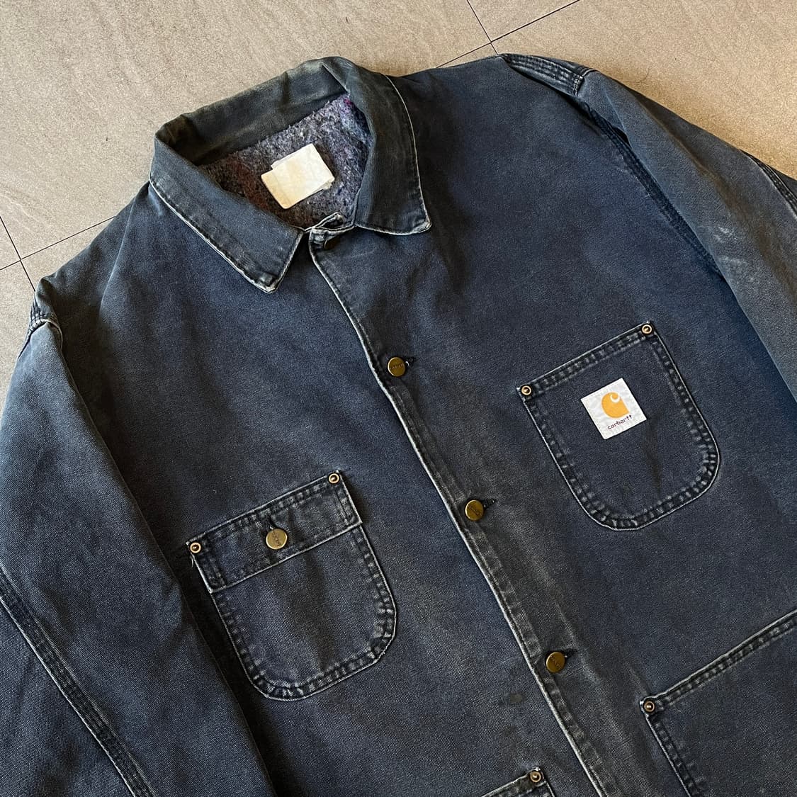 90년대 생산 칼하트 정품 네이비 덕 초어 자켓 상품이미지3