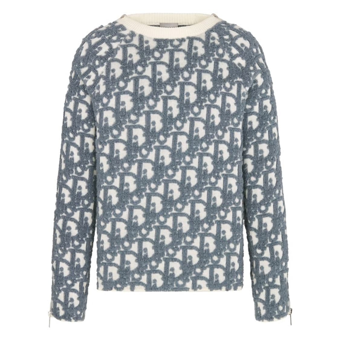 [M] 디올 화이트 울 코튼 오블리크 올오버 슬리브 지퍼 스웨터 상품이미지1