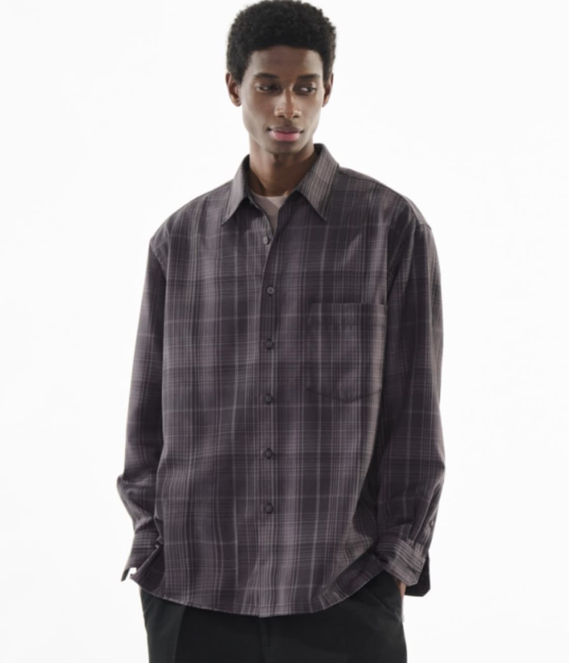 유니클로U 플란넬 오버사이즈 체크 셔츠 상품이미지1