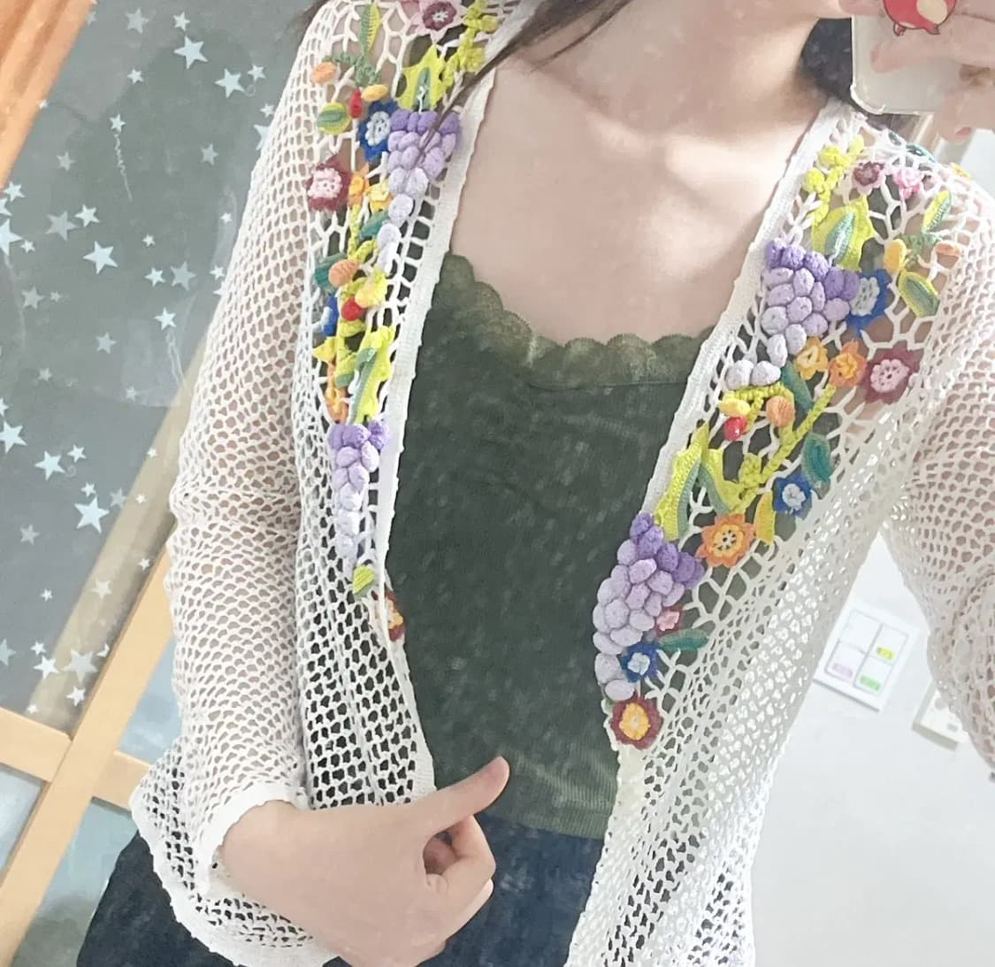 일본 빈티지 하구미 여름 그물 가디건 모리걸 히피 에스닉 우라 지구네 상품이미지2