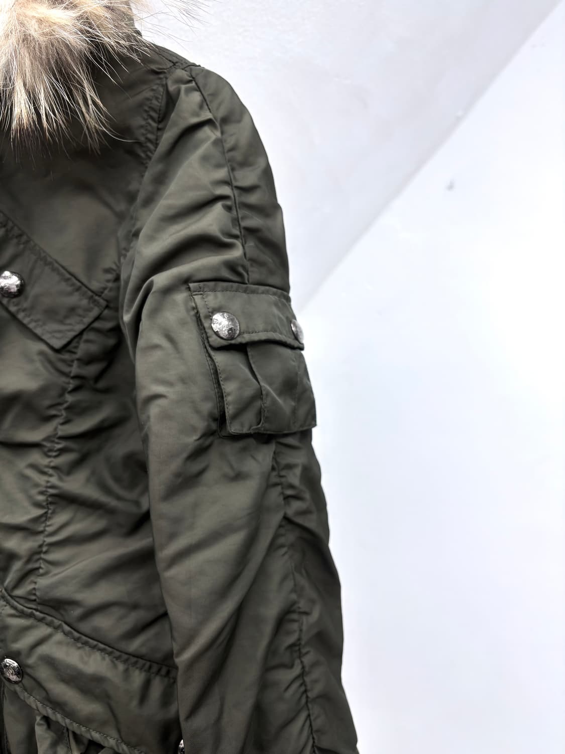 Cargo pocket shirred fur hood jacket   상품이미지8