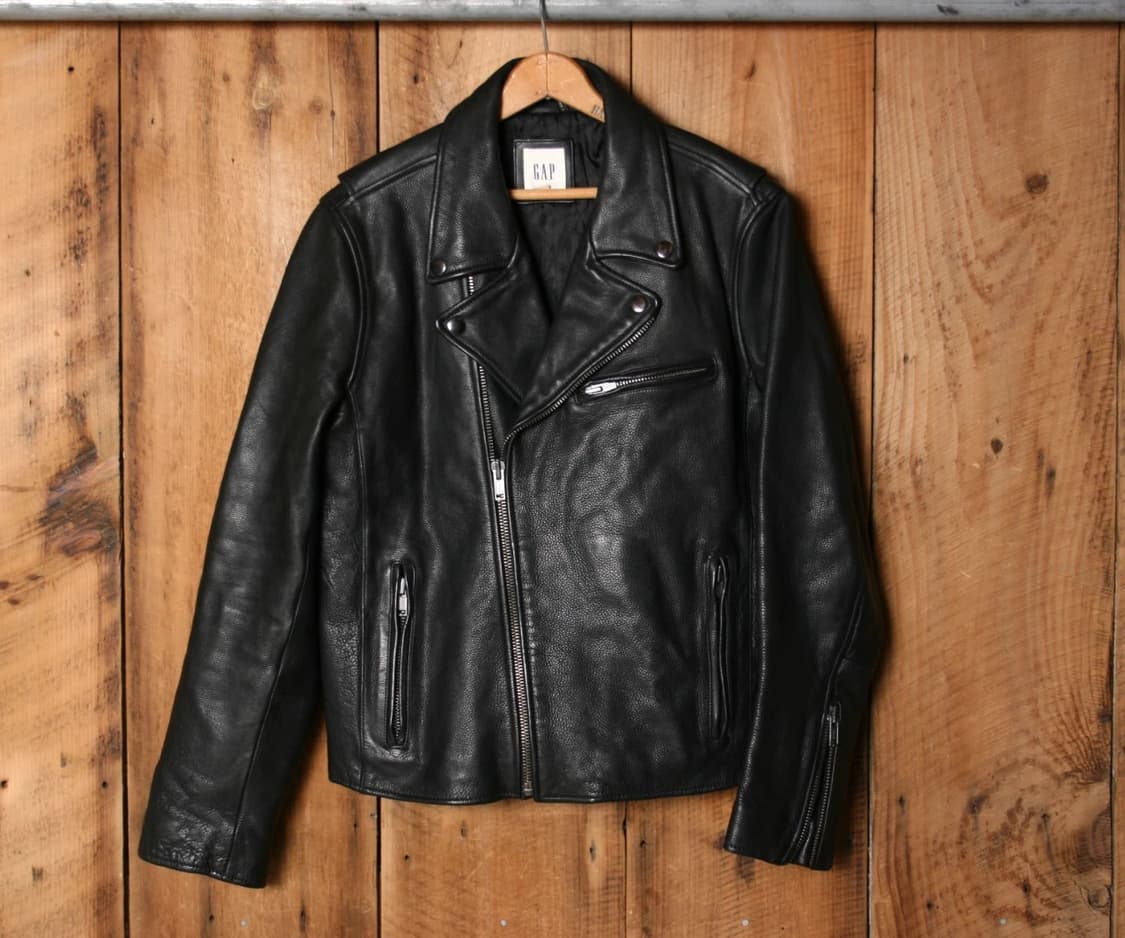 갭 블랙 가죽 더블 라이더 자켓 상품이미지1