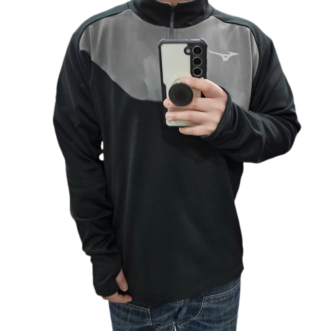 XL 미즈노 핑거홀 기모 하프집업 기능성 긴팔티 상품이미지1