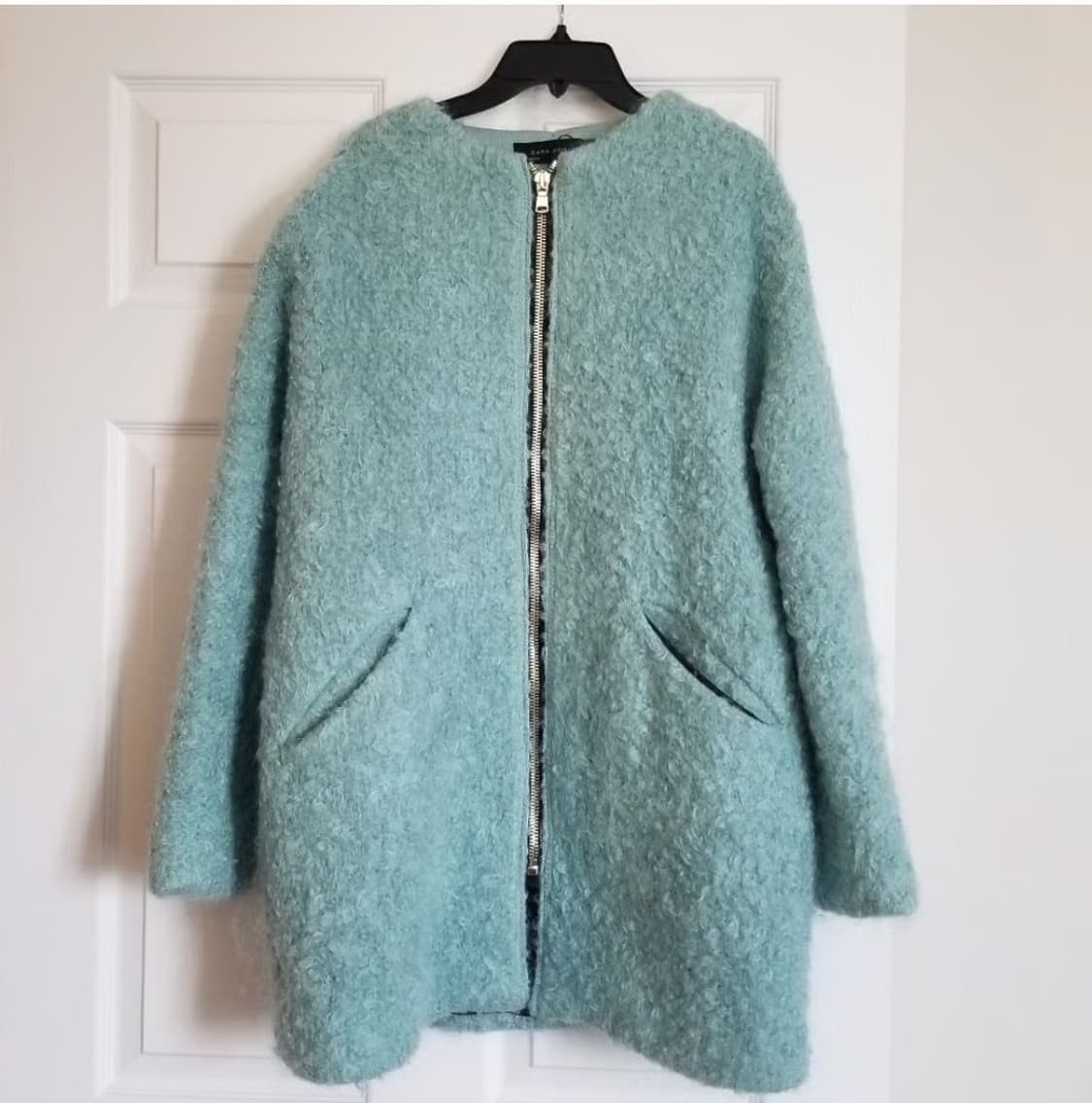 zara 민트컬러 시어링 지퍼코트 상품이미지1