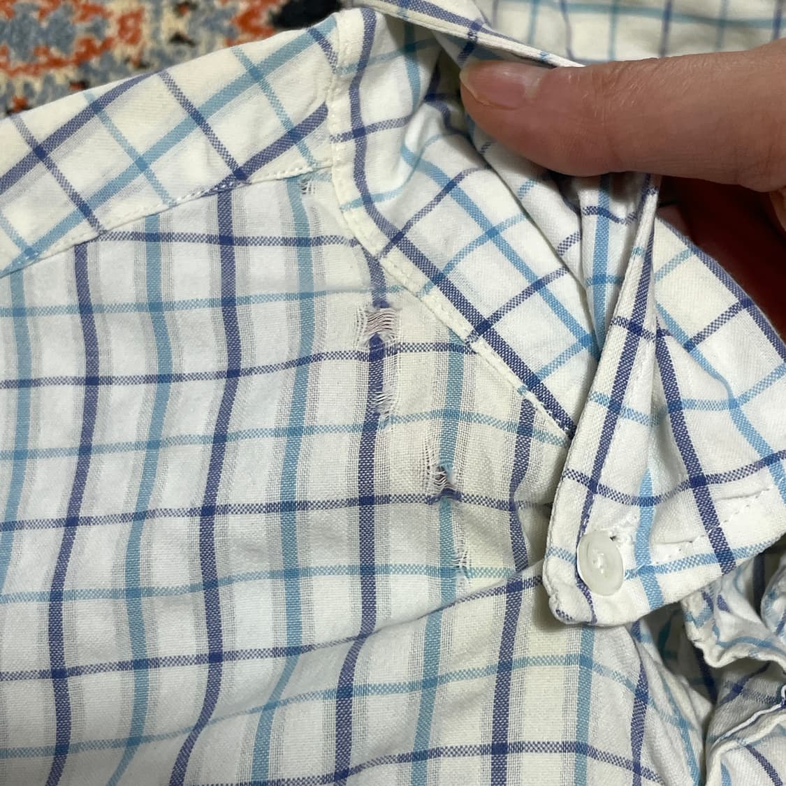 빈폴  블루 깅엄체크 반팔셔츠  남성105 상품이미지4