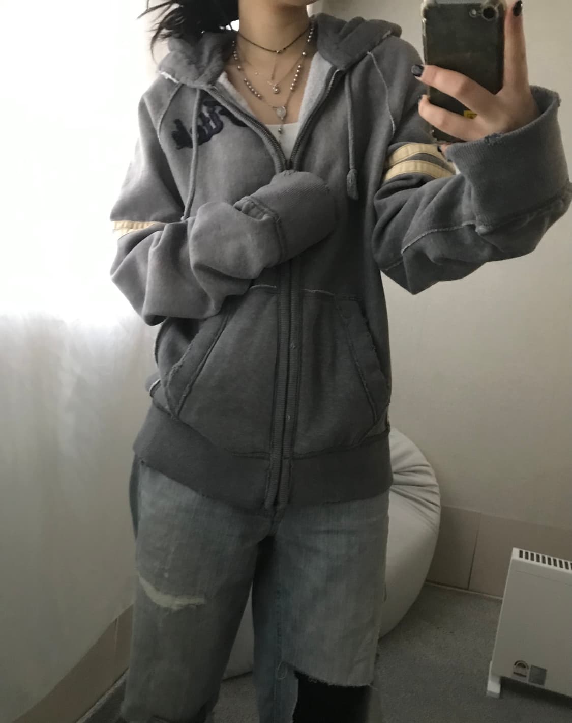 아베크롬비 그레이 오버핏 후드집업 상품이미지3