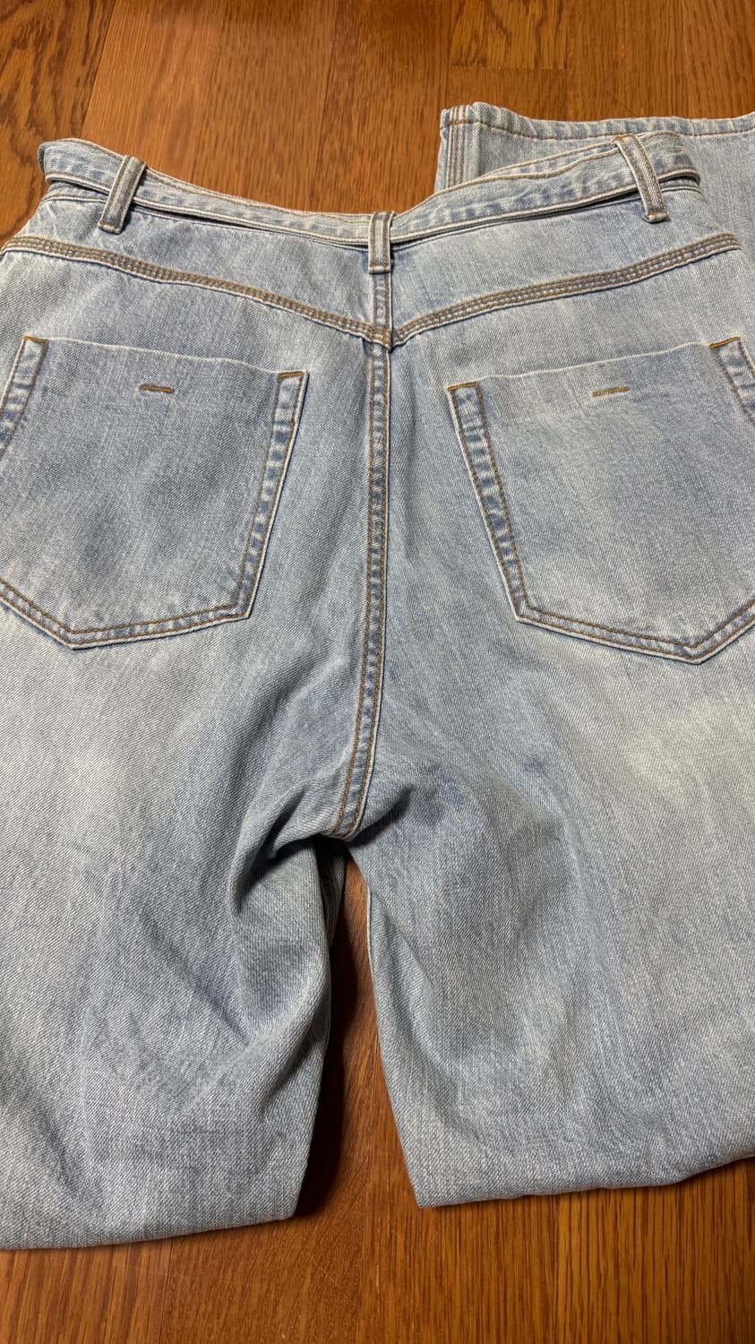 노운 벨티드 데님팬츠 라이트블루 0사이즈 상품이미지7