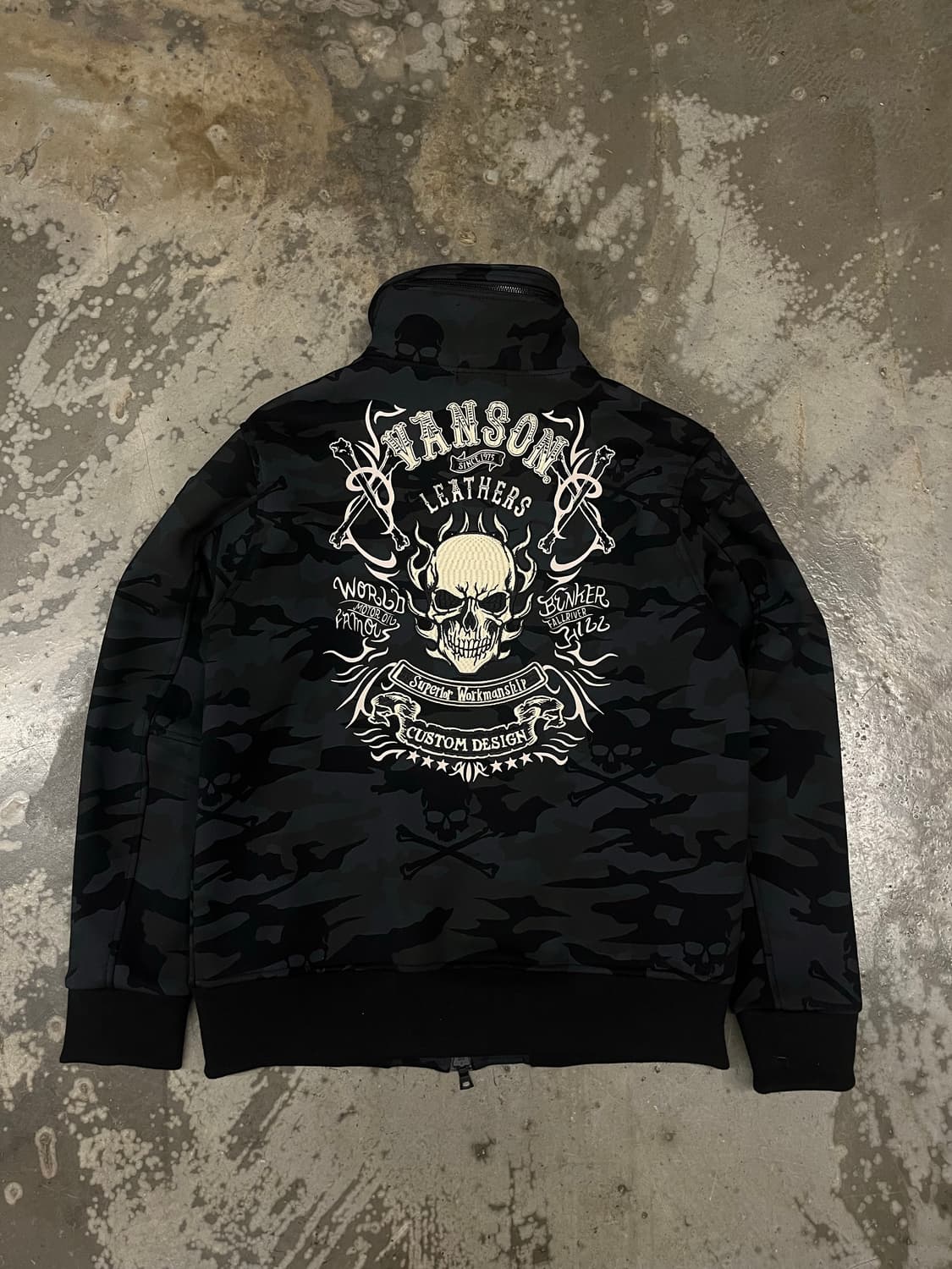 밴슨 카모 스컬자수 기모집업 XL 상품이미지5