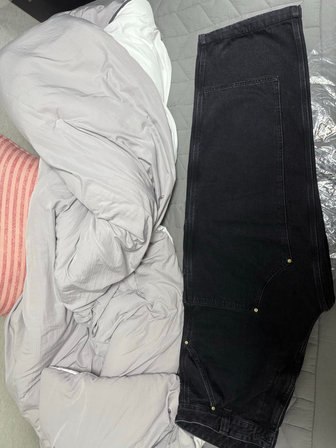 칼하트 내쉬 더블니 블랙 스톤 워시드 m 상품이미지4