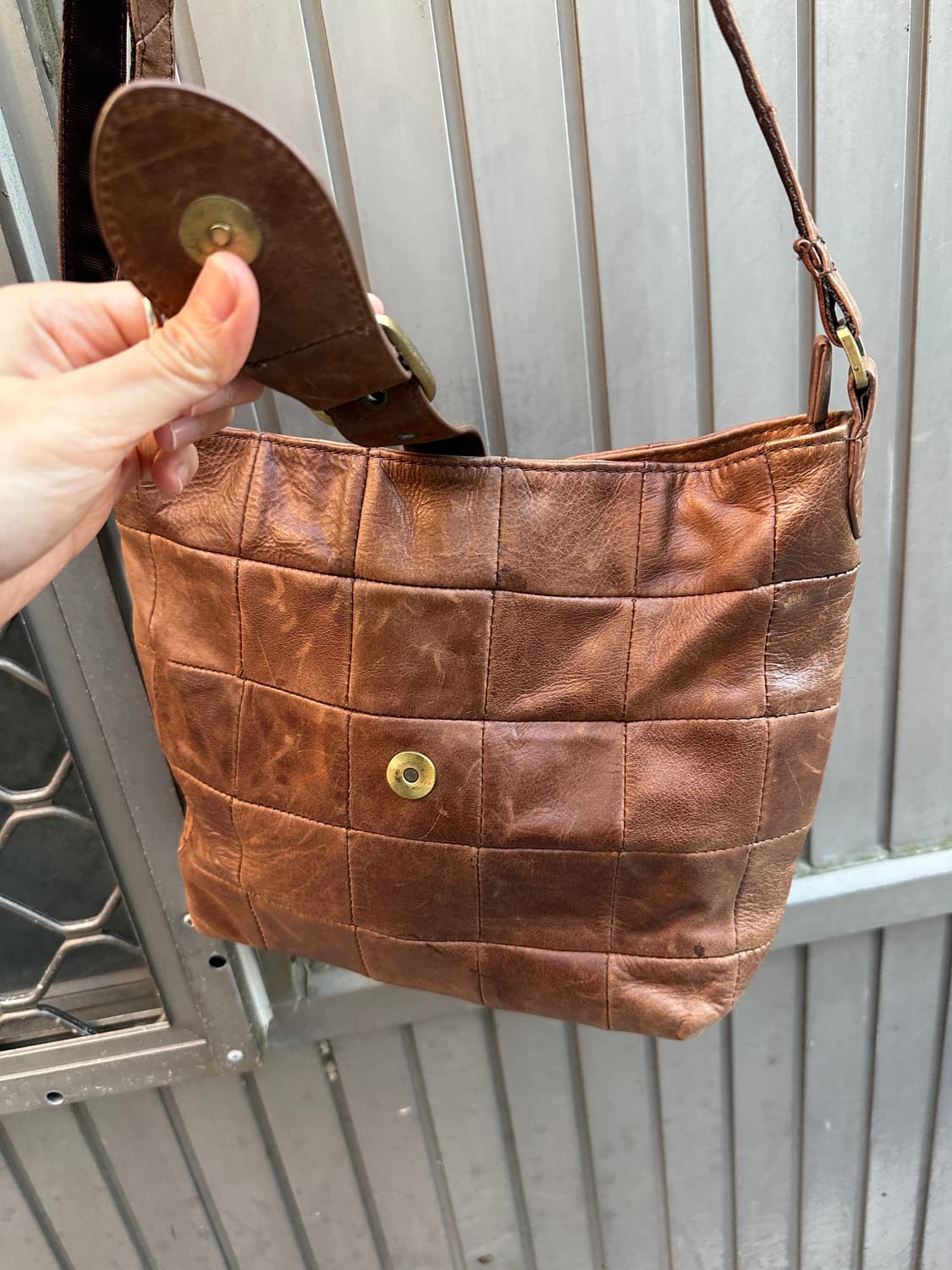 Vintage brown leather shoulder bag 상품이미지3