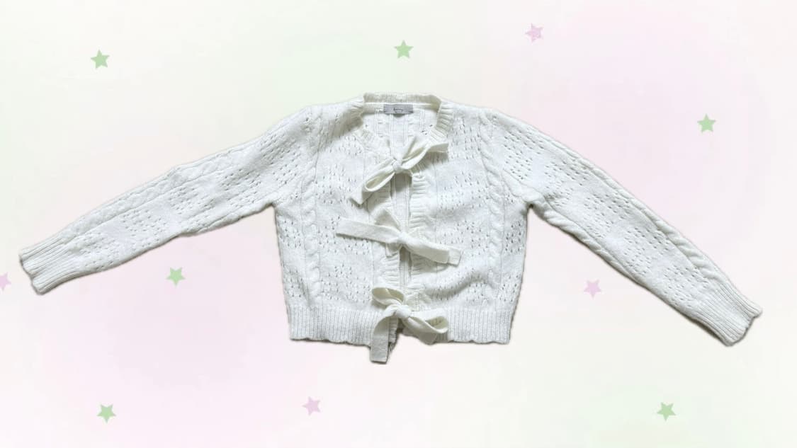 모리걸st 리본 펀칭 니트 가디건🌨️🤍 상품이미지1