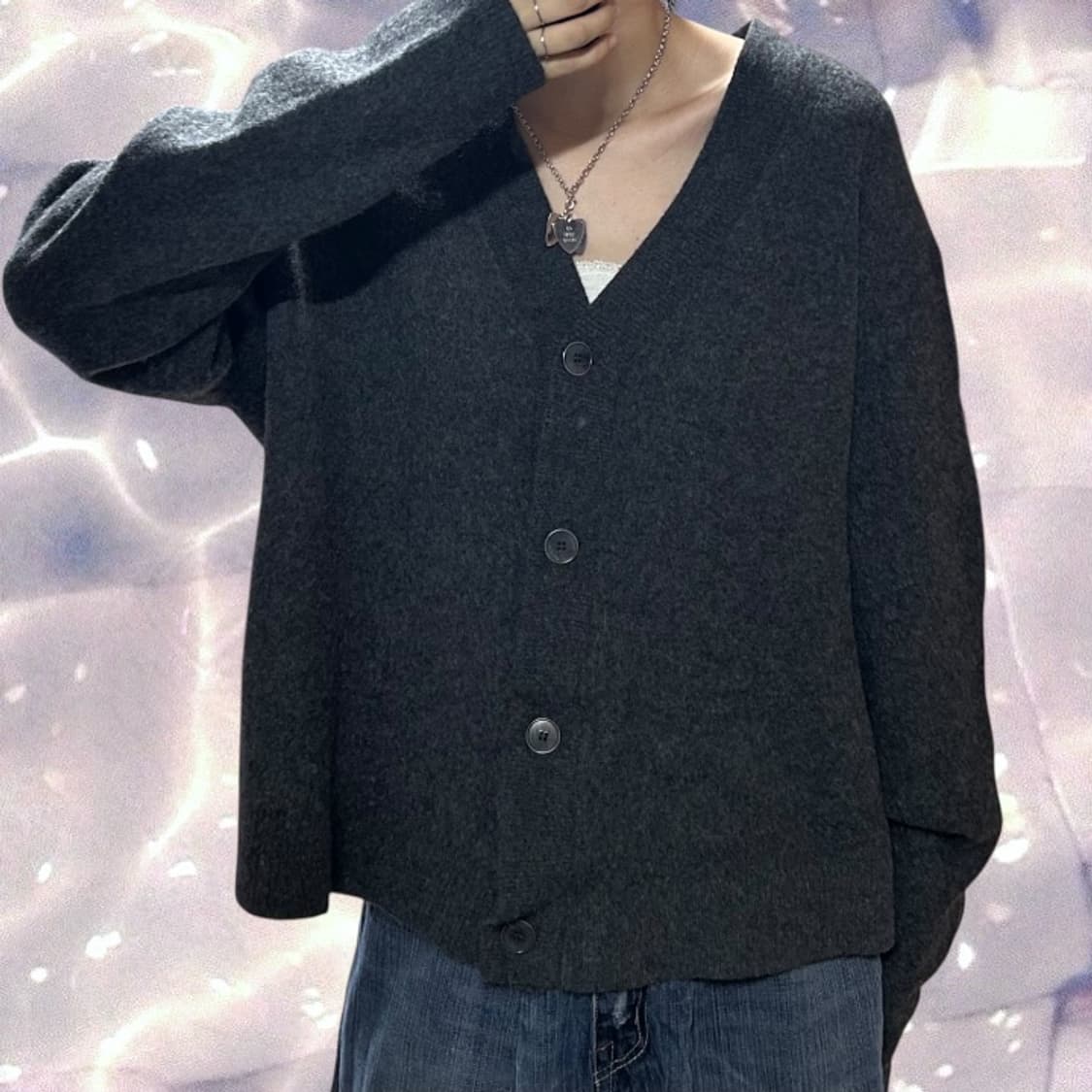 COS 코스 울 니트 가디건 챠콜 그레이 XL  상품이미지2