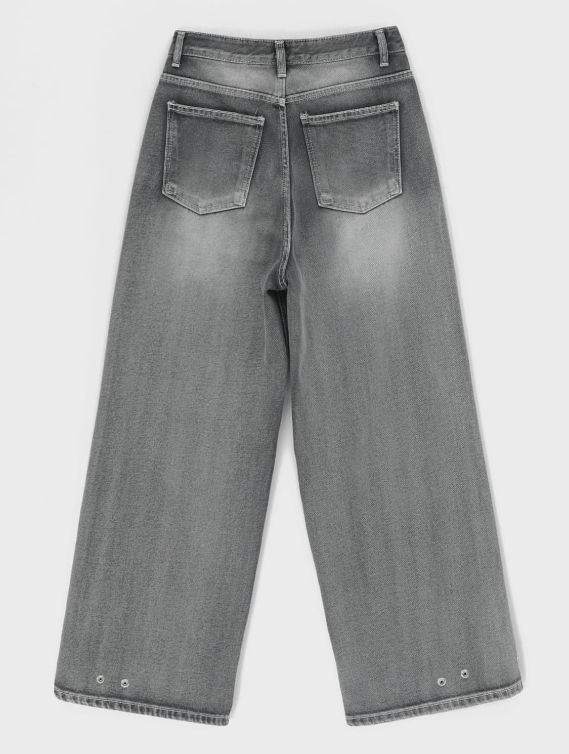 블랙업 리포 스냅버튼 워싱 와이드 데님팬츠 그레이 M 상품이미지3