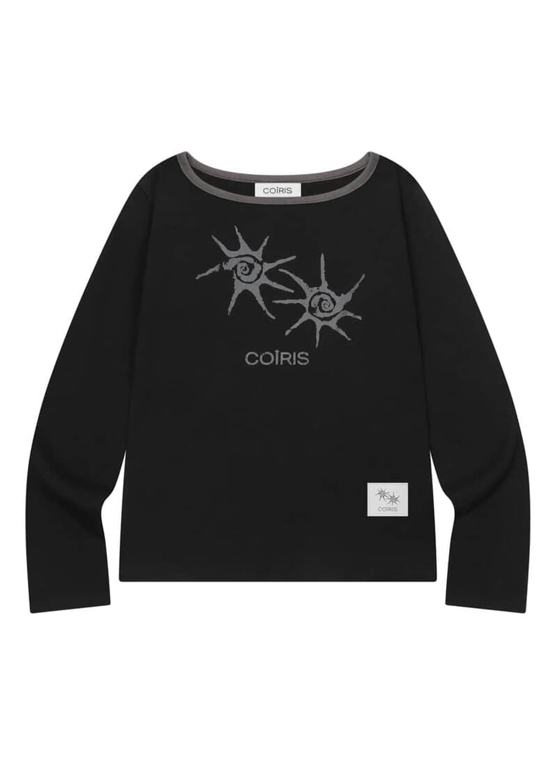 코이리스 솔루나 원숄더 배색 긴팔티 상품이미지1