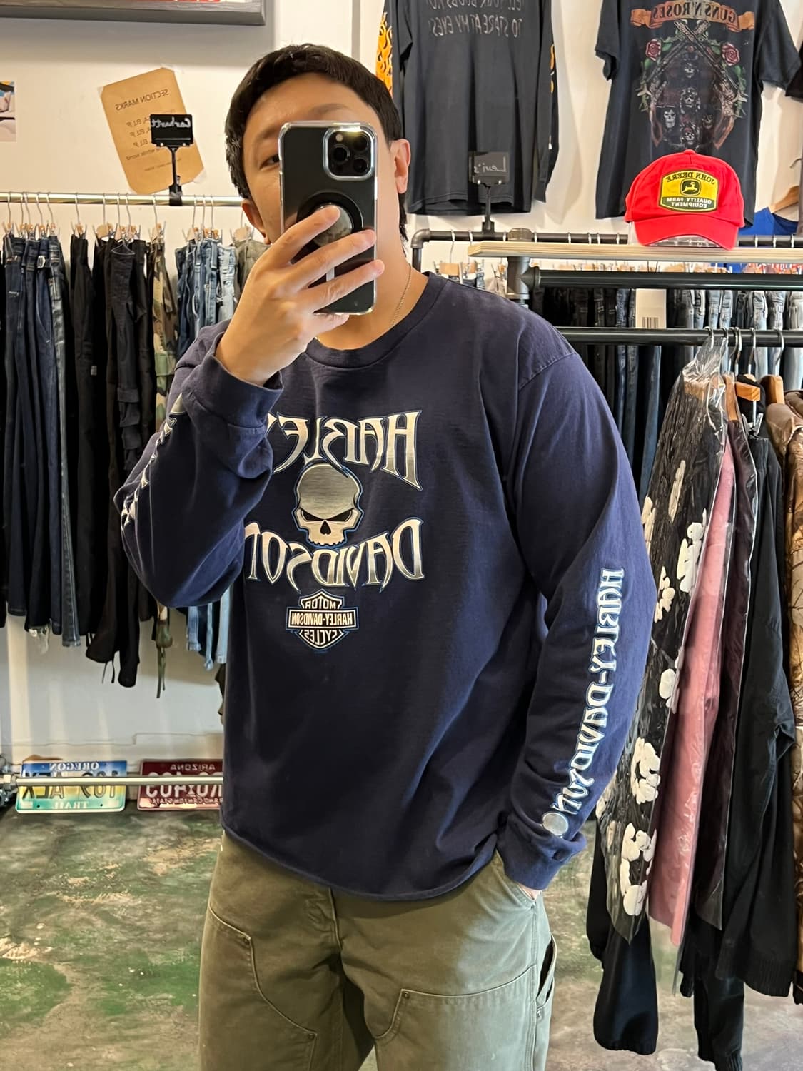 00's [XL] 할리데이비슨 스컬 그래픽 빈티지 크롭 롱슬리브 상품이미지3