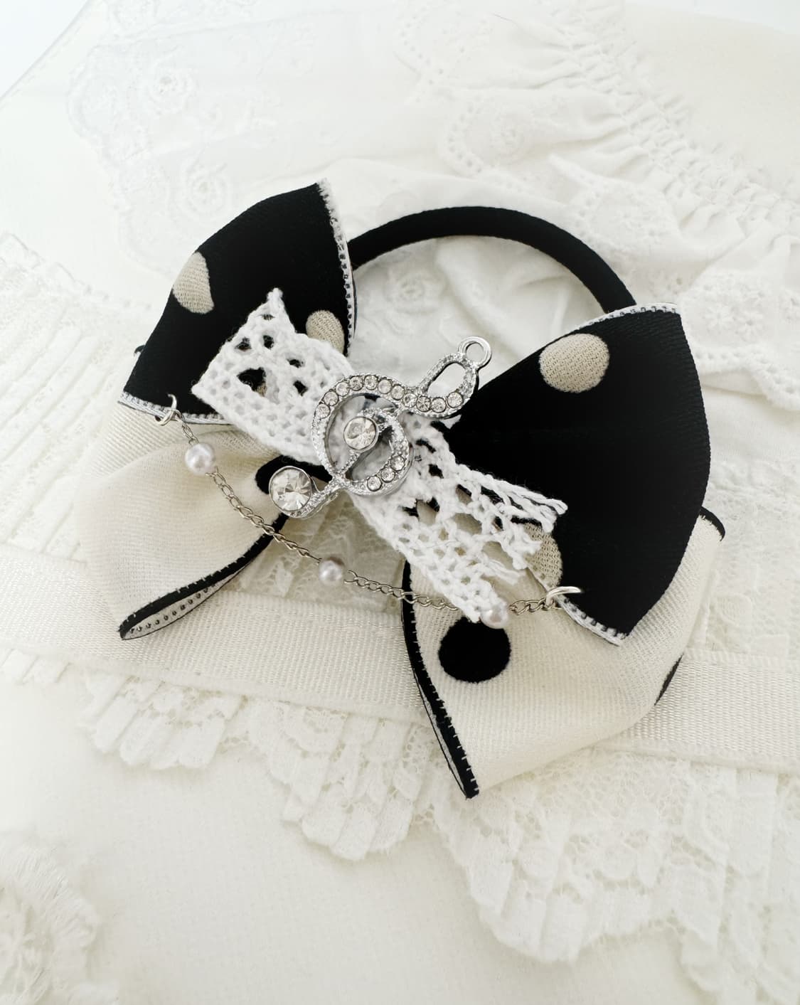 빈티지 레이스 리본 머리끈 헤어끈 머리핀 헤어핀 브로치 상품이미지2