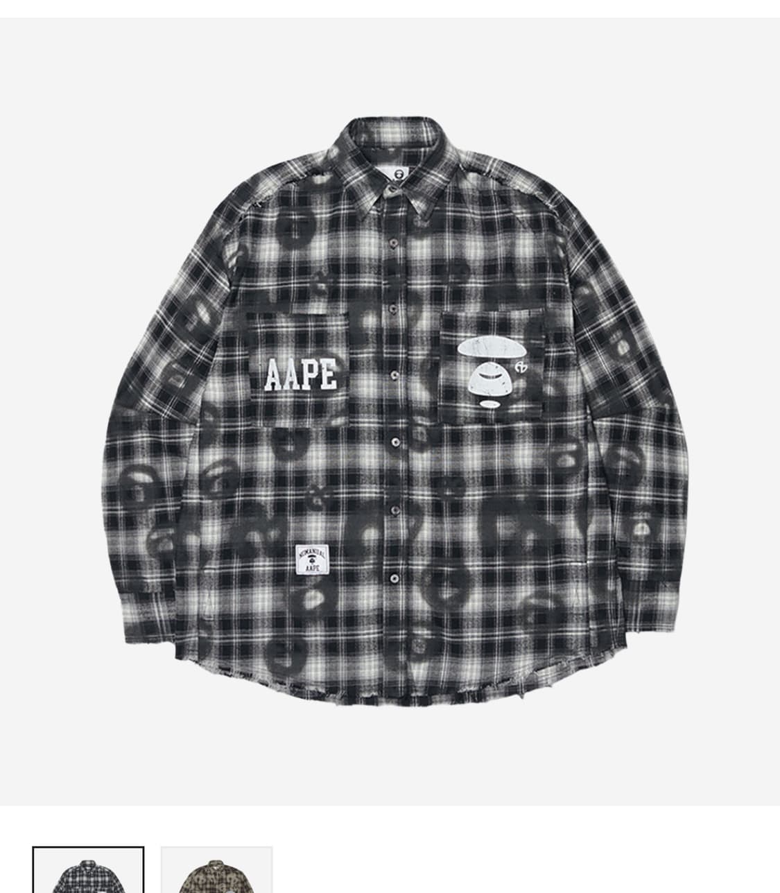 NOMANUAL x AAPE Sprayed Symbo checkshirt 상품이미지1