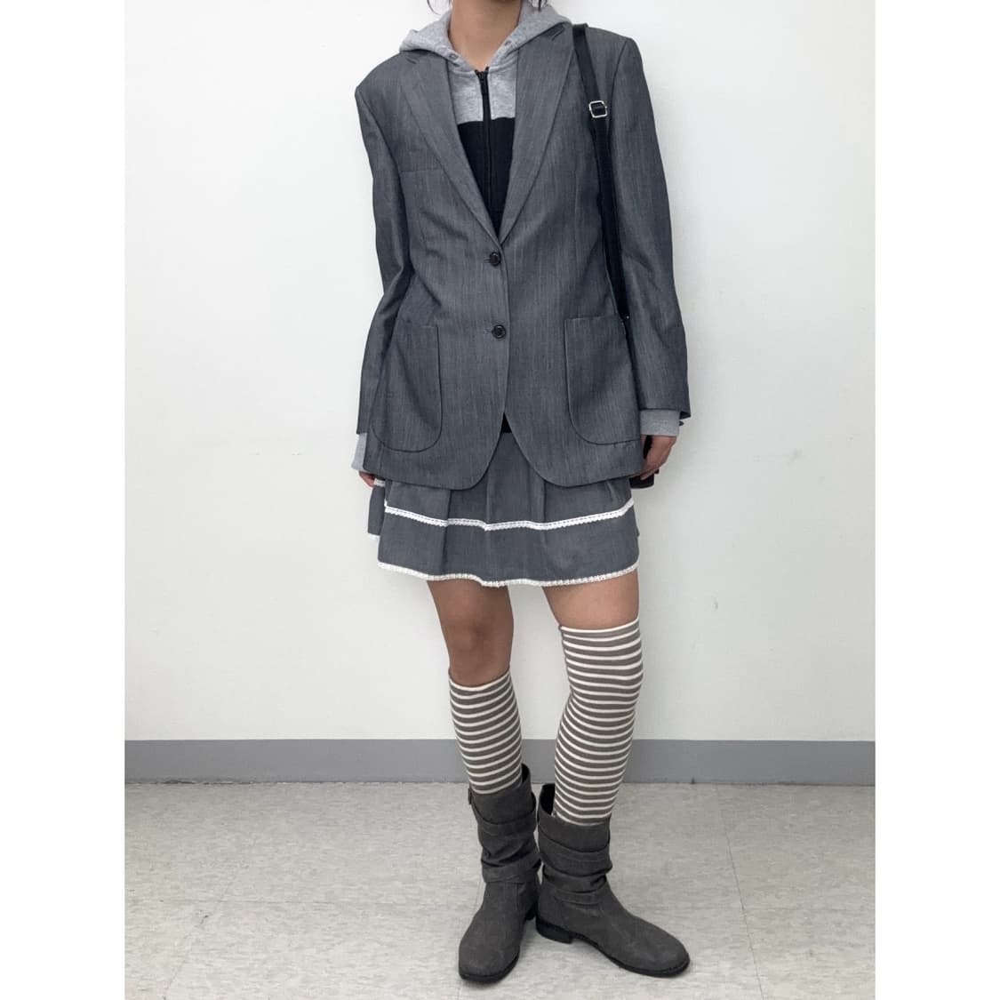 빈티지 그레이 플리츠 스커트 상품이미지10