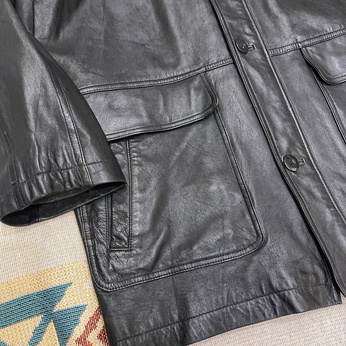 90's 레더 카코트 상품이미지5