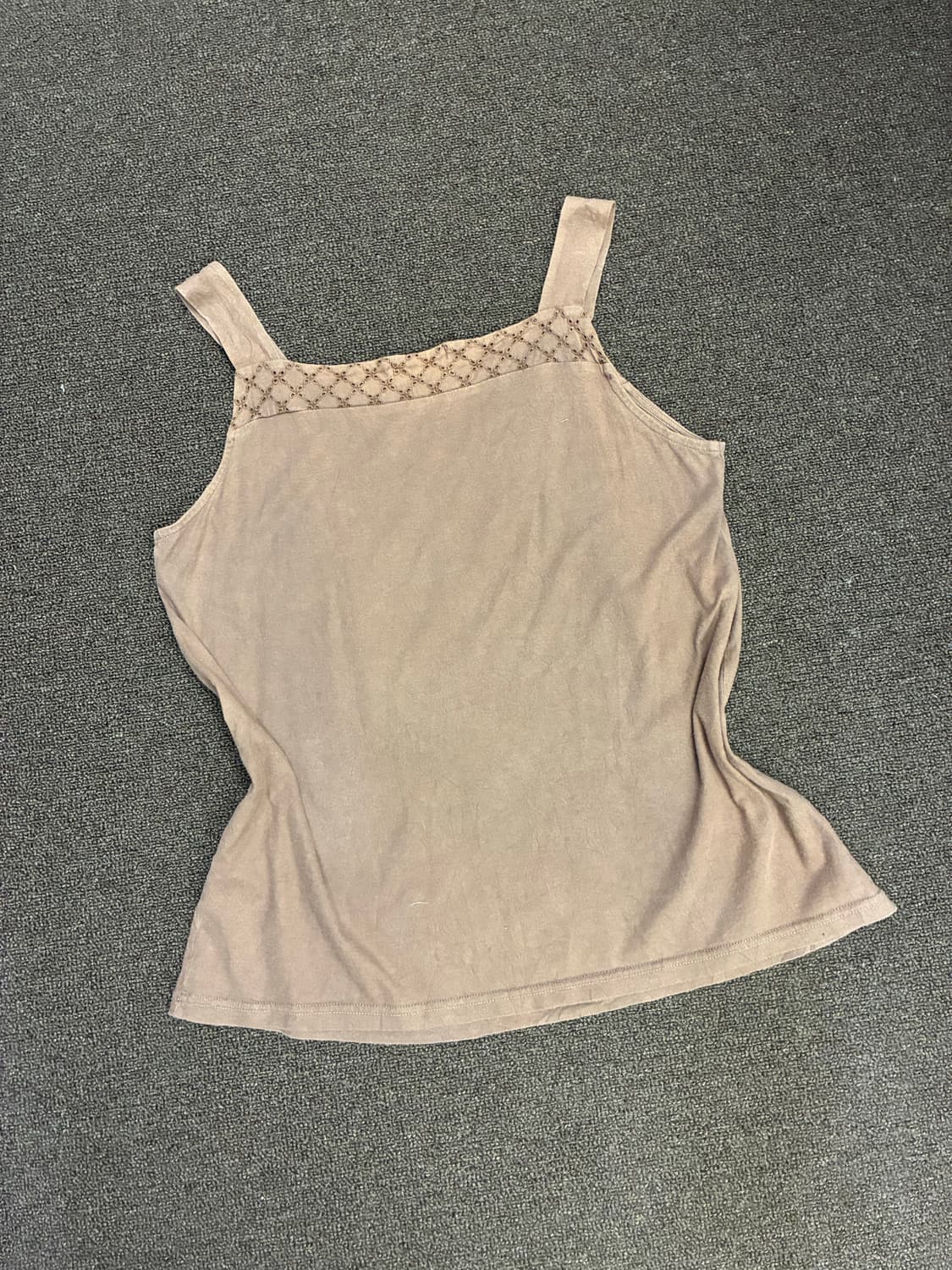 XL)Japanese vintage 여성 브라운 펀칭 디테일 나시 상품이미지4