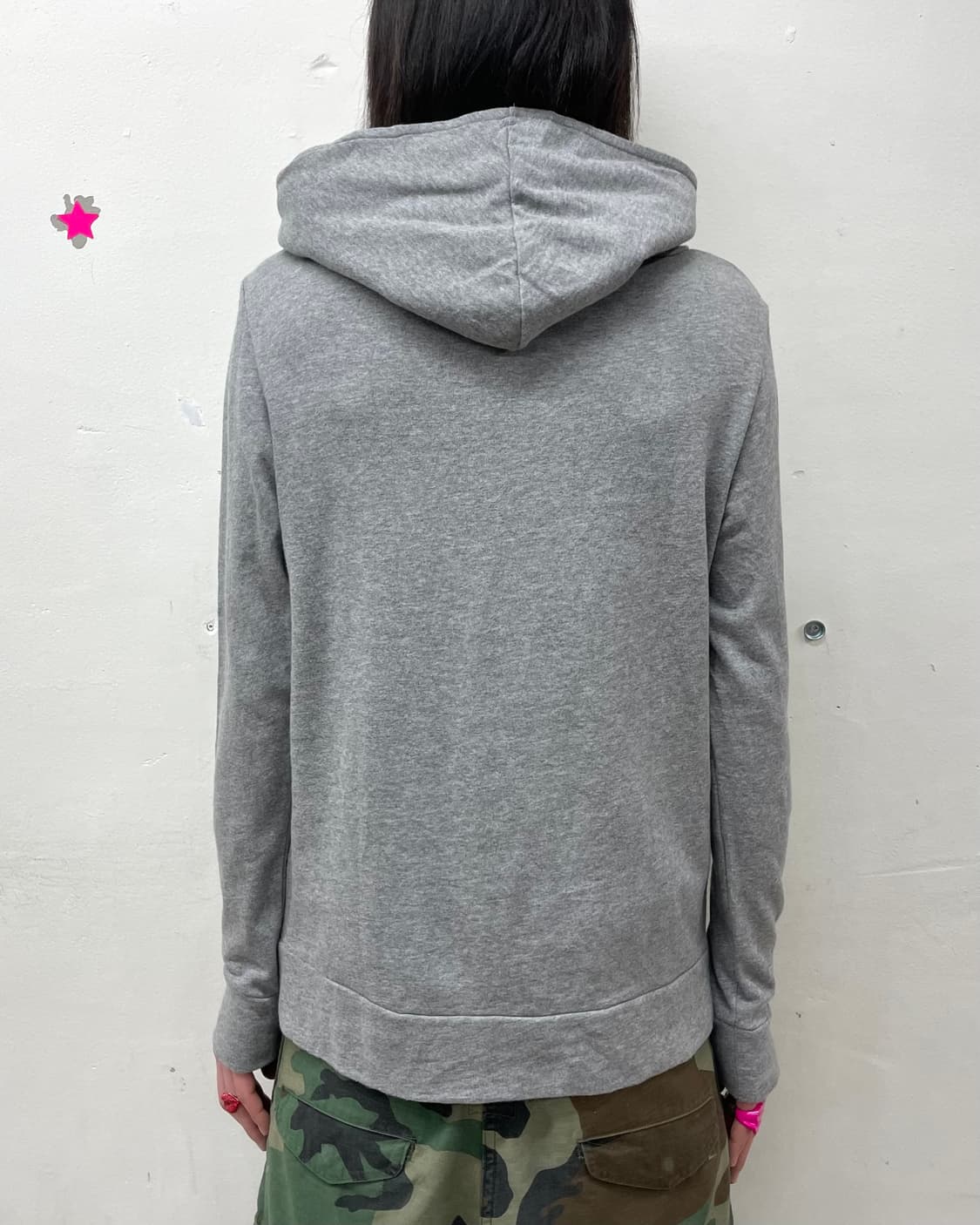 High-neck Gray Basic Hoodie 상품이미지2