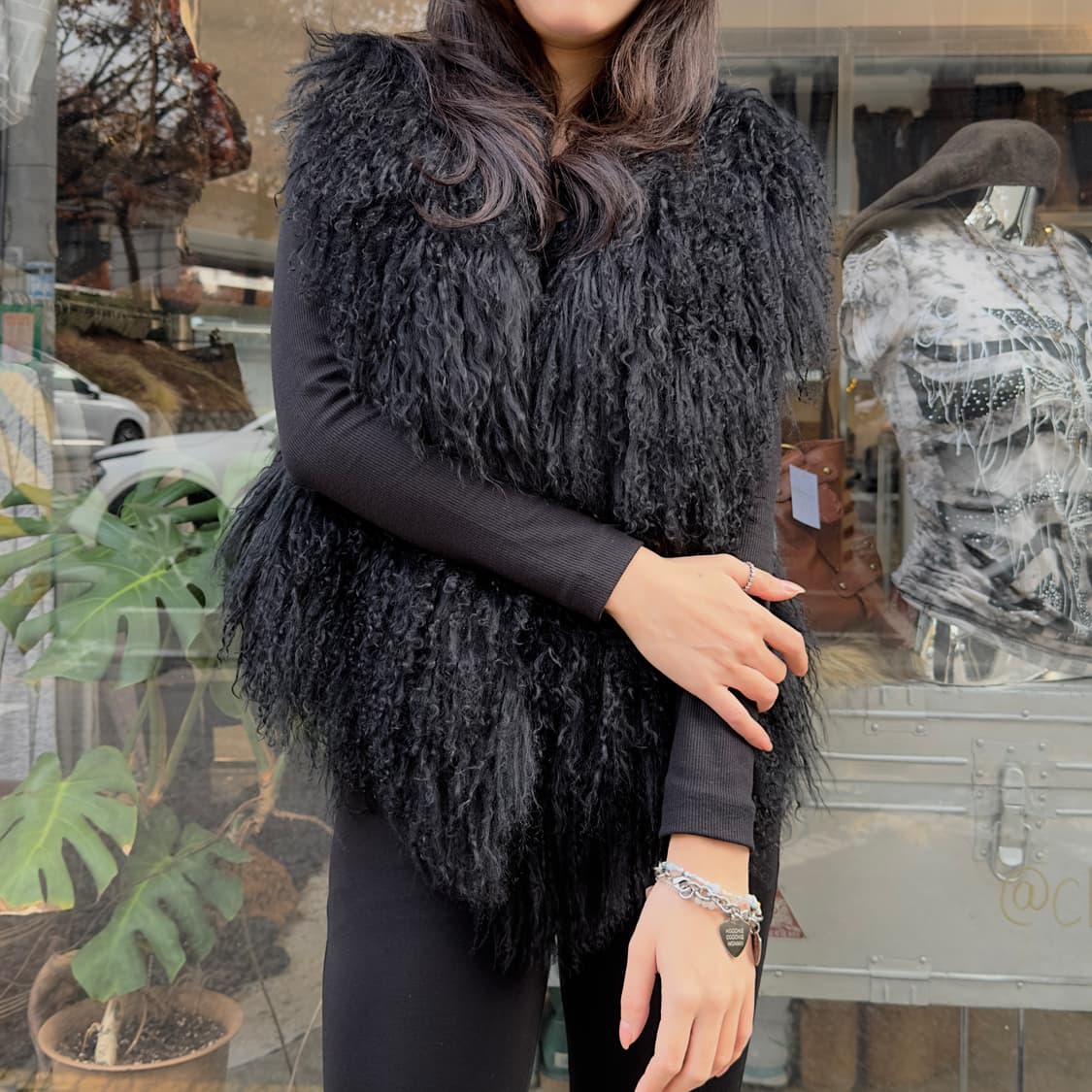 아메리칸 빈티지 양털 컬리 퍼 베스트 상품이미지1