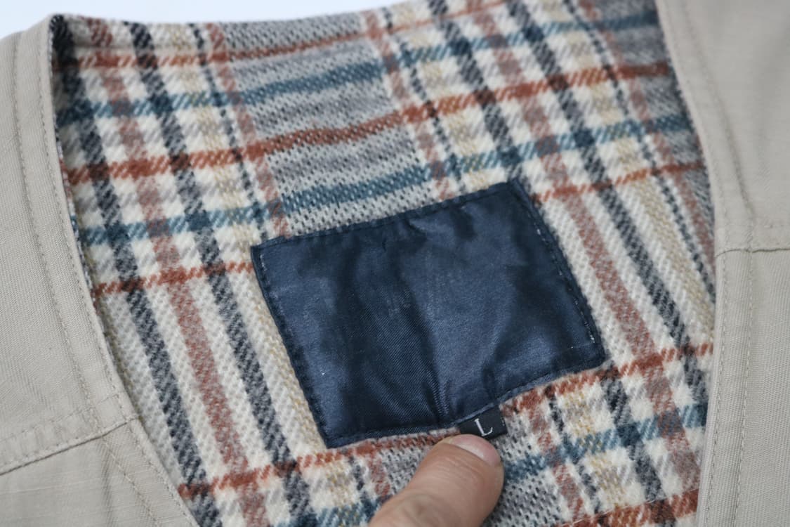 빈티지 베이지 멀티포켓 체크 라이닝 워크 베스트 (L) 상품이미지4