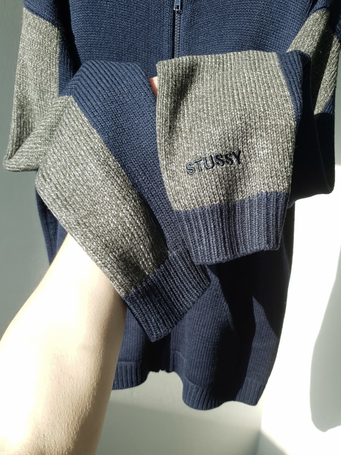 90s STUSSY sweater hood zip-up 상품이미지4