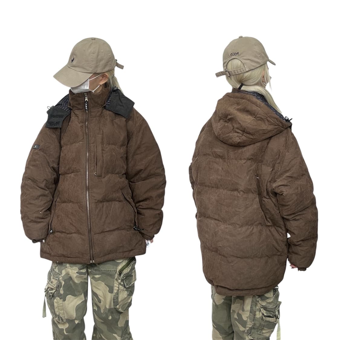 플레이보이 일본 빈티지 브라운 후드 패딩 L 상품이미지1